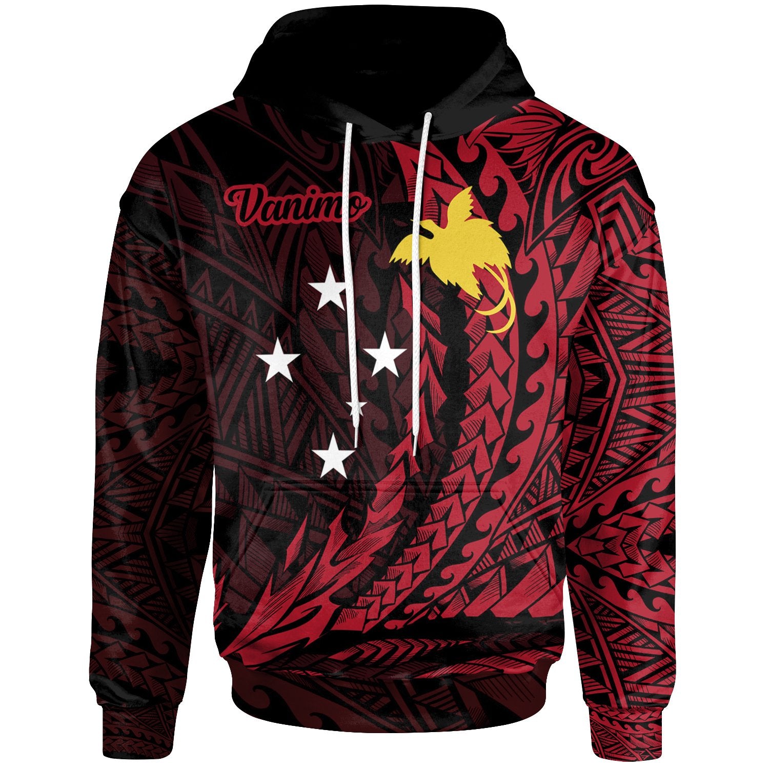 Papua New Guinea Hoodie Vanimo Wings Style Unisex Black - Polynesian Pride
