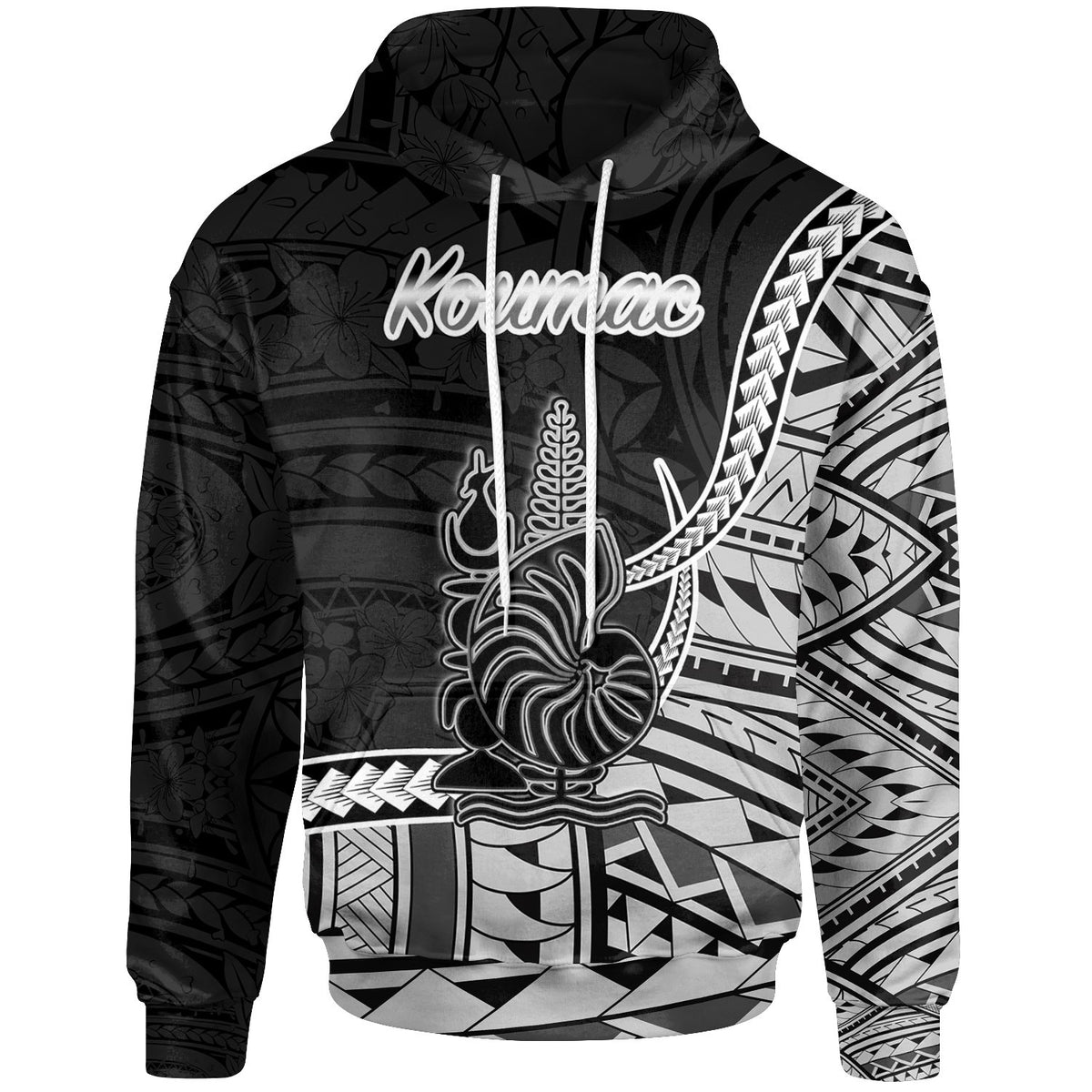 New Caledonia Islands Hoodie Koumac Seal of New Caledonia Polynesian Patterns Unisex Black - Polynesian Pride