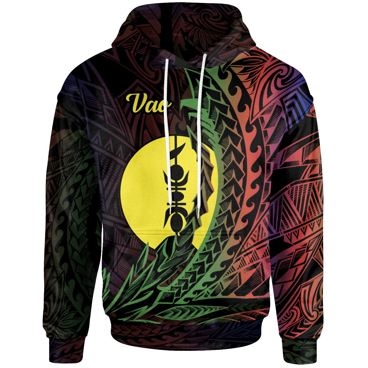 New Caledonia Hoodie Vao Wings Style Flag Color Unisex Black - Polynesian Pride
