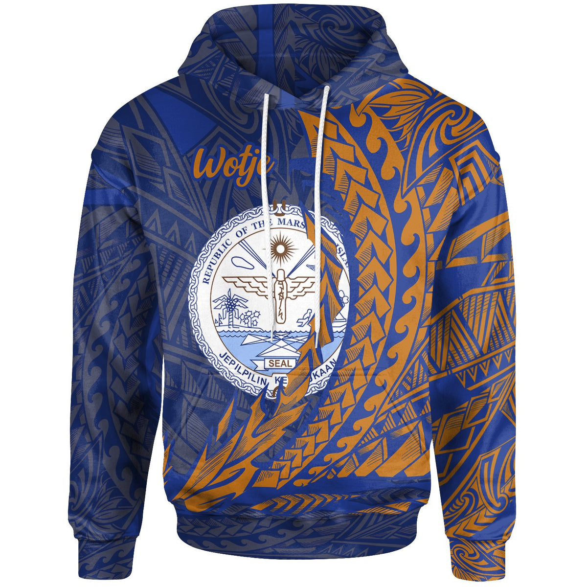 Marshall Islands Hoodie Wotje Wings Style Unisex Blue - Polynesian Pride