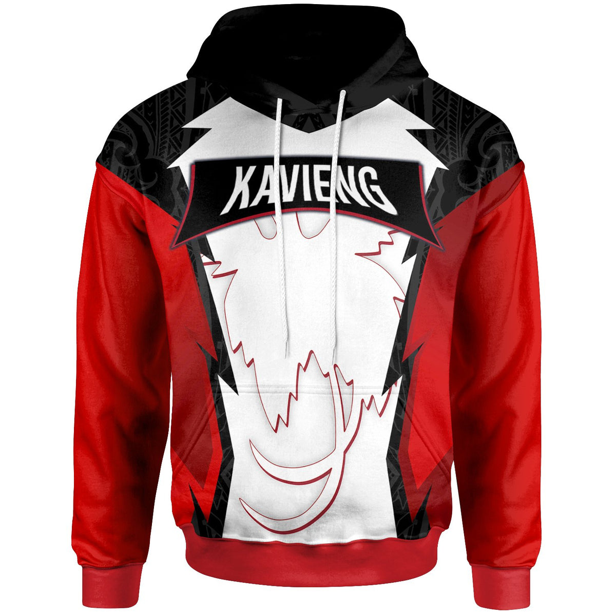 Papua New Guinea Hoodie Kavieng PNG Coat ofrms Unisex Red Black - Polynesian Pride
