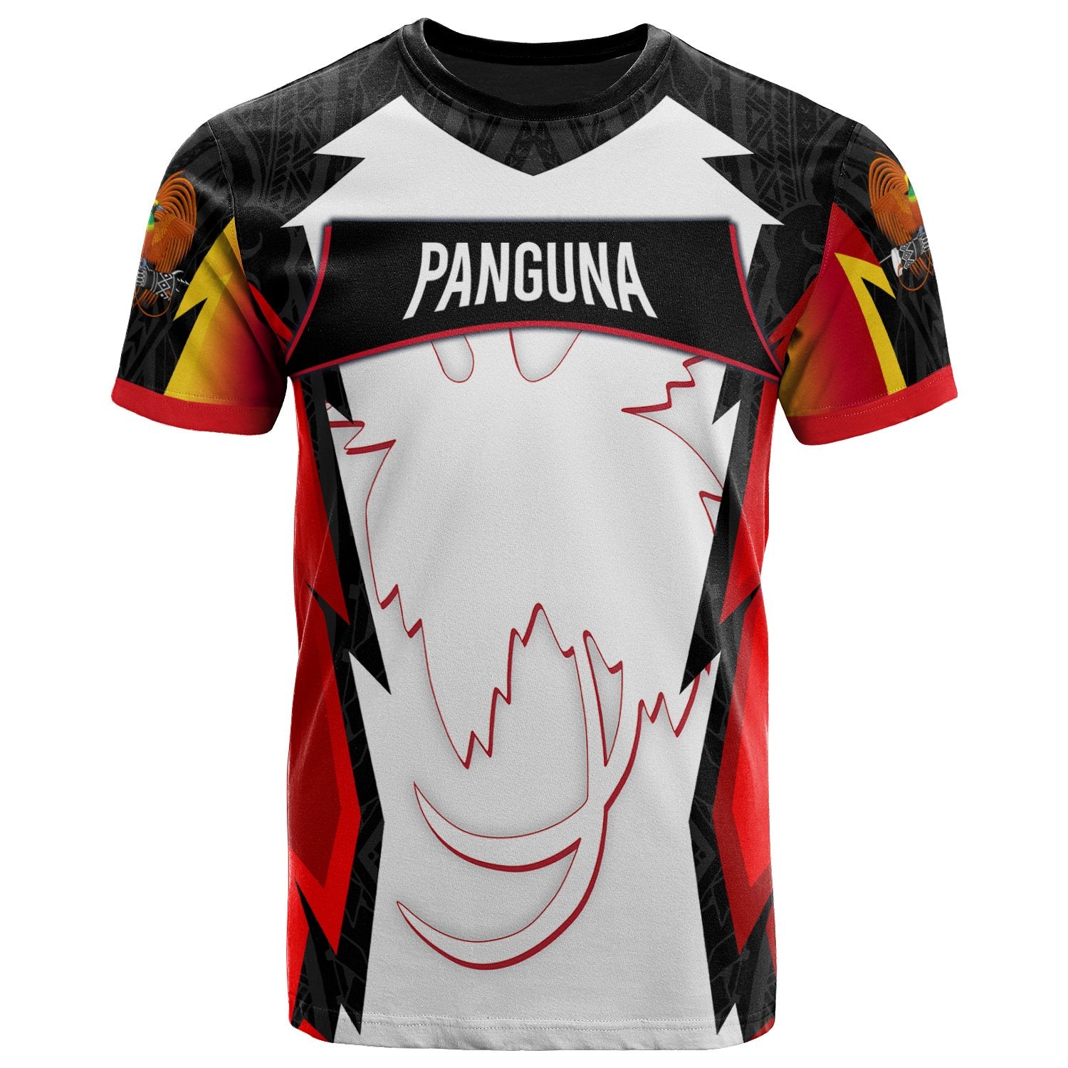 Papua New Guinea T Shirt Panguna PNG Coat Of Arms Unisex Red Black - Polynesian Pride