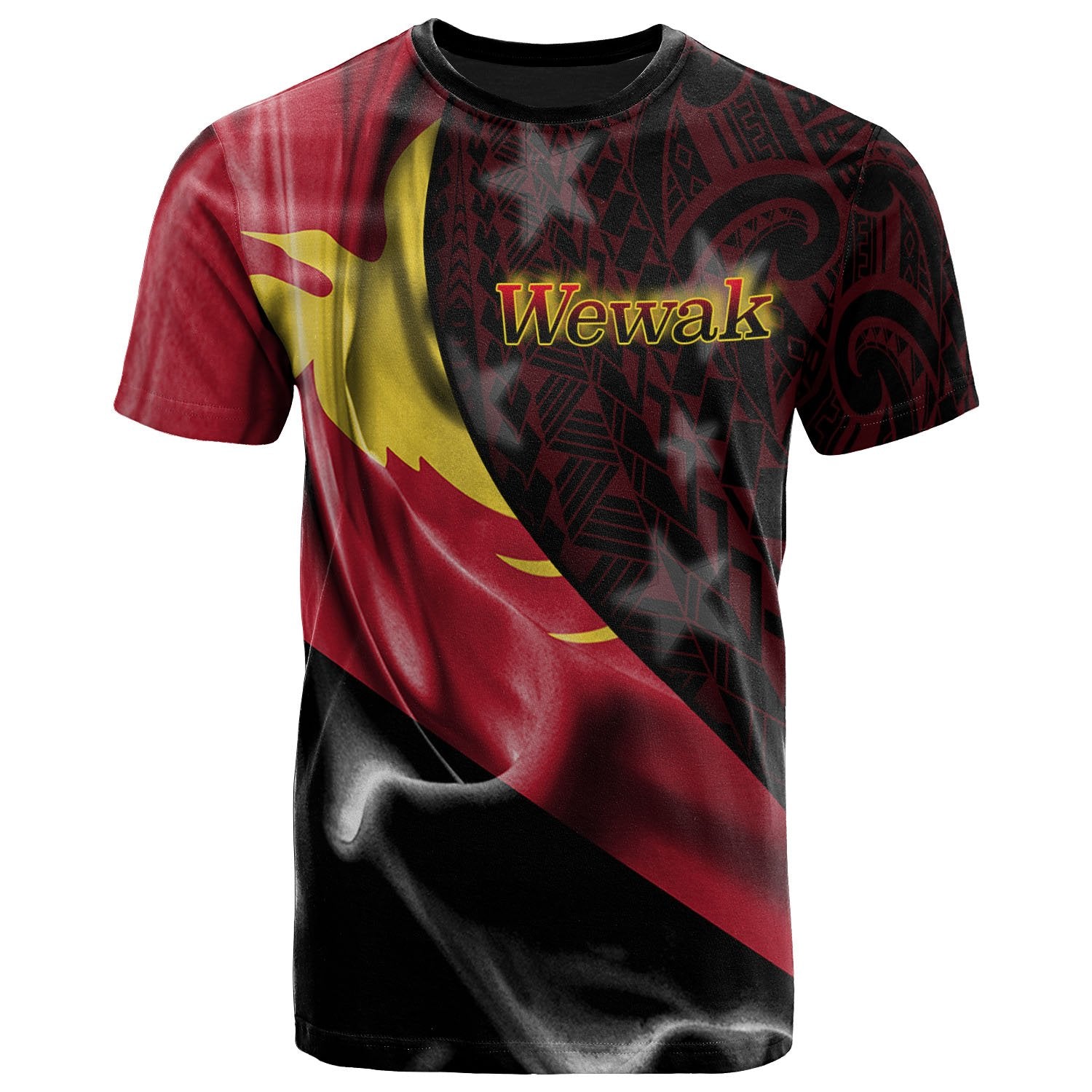 Papua New Guinea T Shirt Wewak PNG Flag Of Silk Style Unisex Black - Polynesian Pride