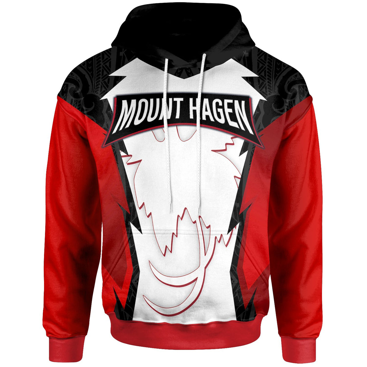 Papua New Guinea Hoodie Mount Hagen PNG Coat ofrms Unisex Red Black - Polynesian Pride