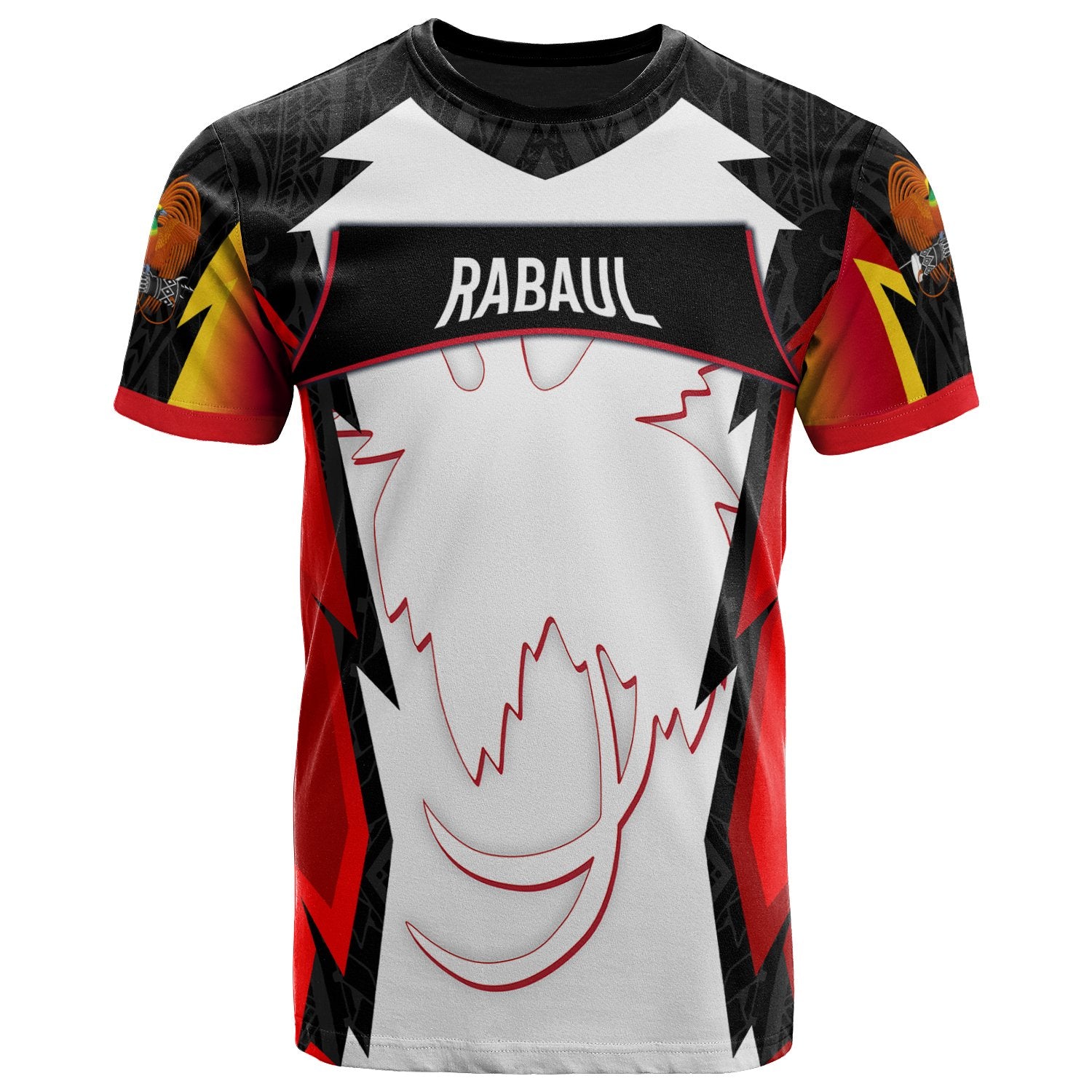 Papua New Guinea T Shirt Rabaul PNG Coat Of Arms Unisex Red Black - Polynesian Pride