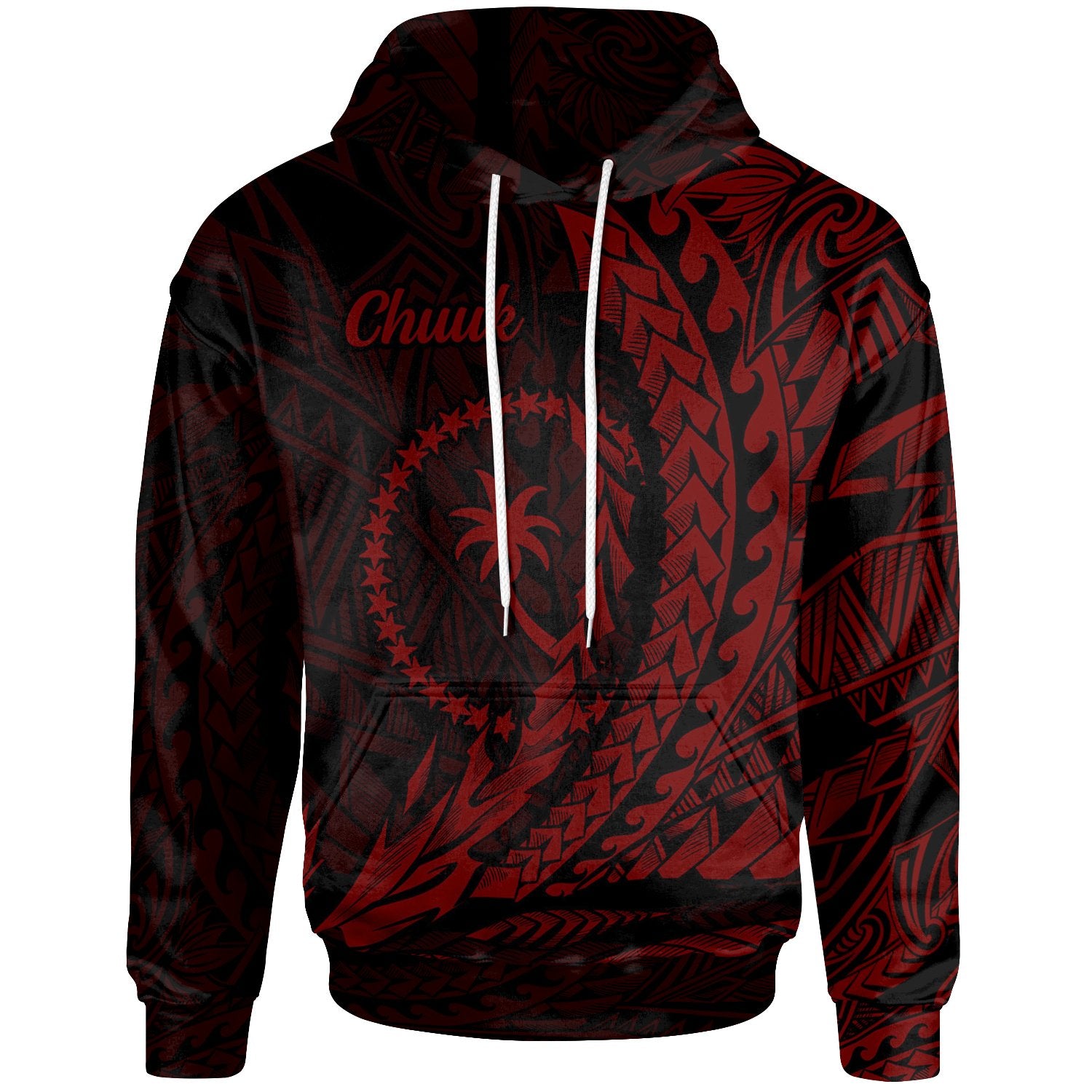 Chuuk State Hoodie Red Wings Style Unisex Black - Polynesian Pride