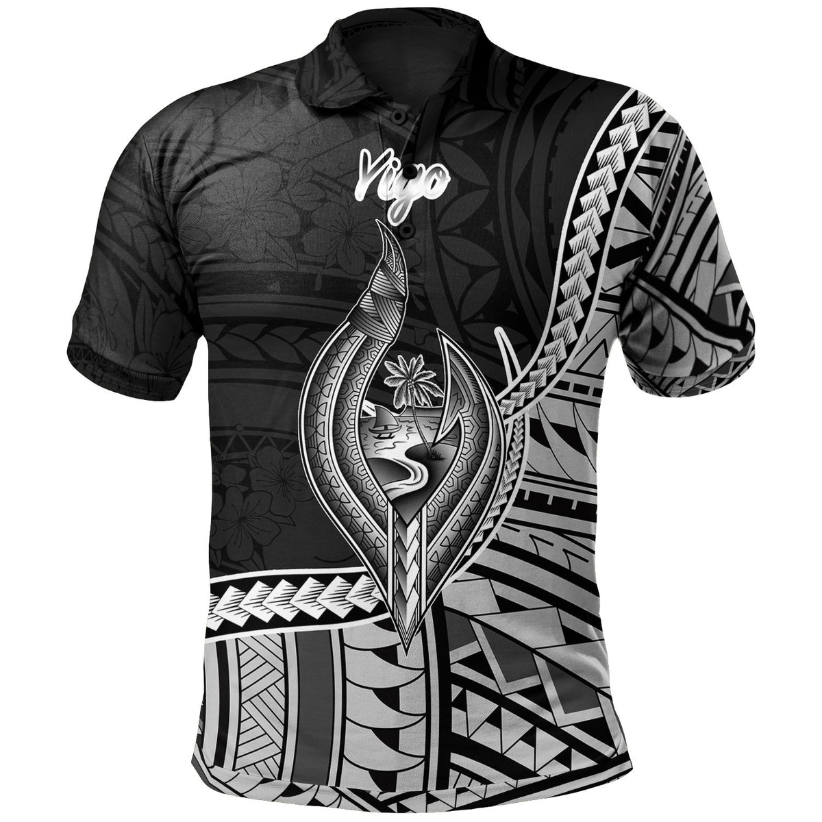 Guam Polo Shirt Yigo Seal Of Guam Polynesian Patterns Unisex Black - Polynesian Pride