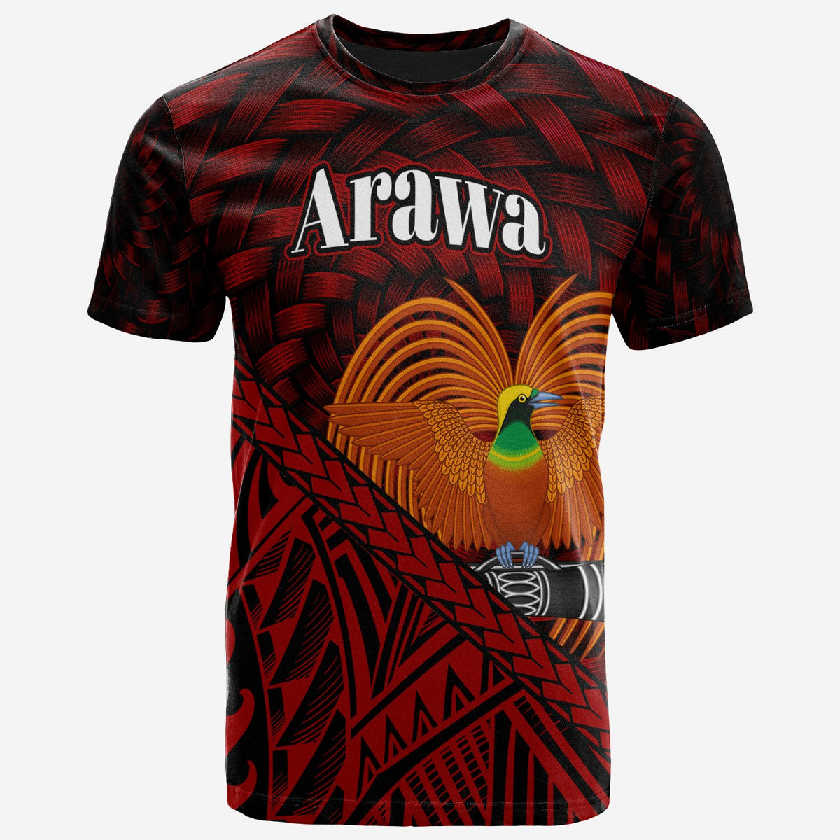 Papua New Guinea T Shirt Arawa Polynesian Patterns With Bamboo Unisex Red - Polynesian Pride