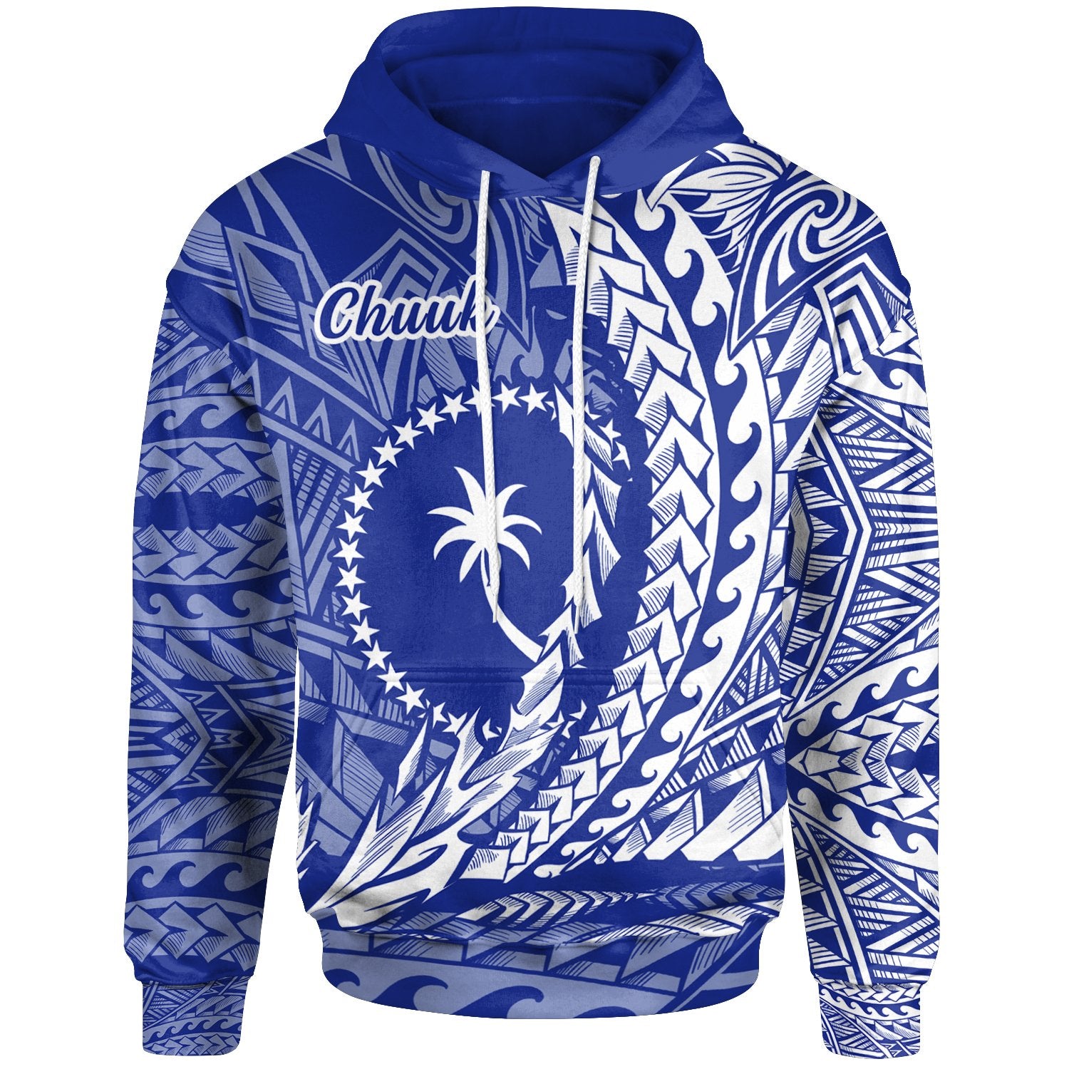 Chuuk State Hoodie Wings Style Flag Color Unisex Blue - Polynesian Pride