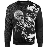 Federated States of Micronesia Sweatshirt - Turtle With Polynesian Waves Unisex Black - Polynesian Pride