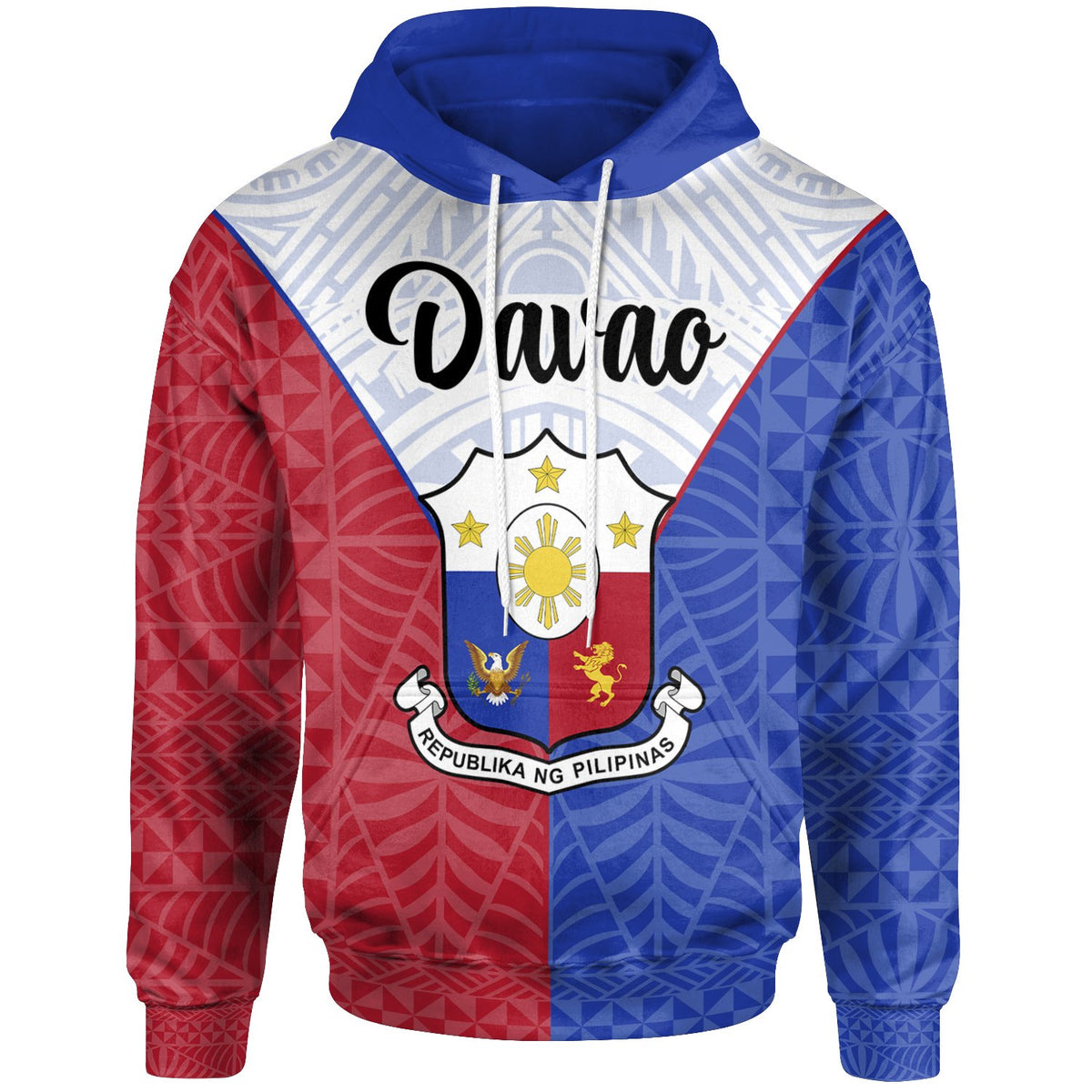 Pilipinas Hoodie Davao City Seal of Pilipinas Style Unisex Blue - Red - Polynesian Pride