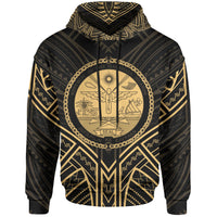 Marshall Islands Hoodie Marshall Islands Seal Gold Tribal Patterns Unisex White - Polynesian Pride