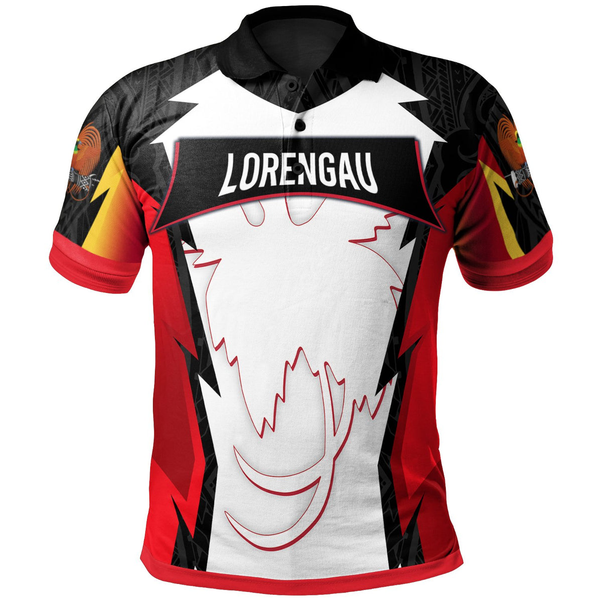 Papua New Guinea Polo Shirt Lorengau PNG Coat Of Arms Unisex Red Black - Polynesian Pride