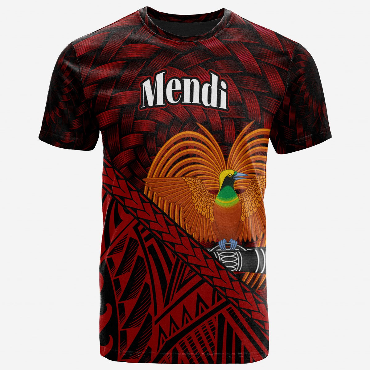 Papua New Guinea T Shirt Mendi Polynesian Patterns With Bamboo Unisex Red - Polynesian Pride