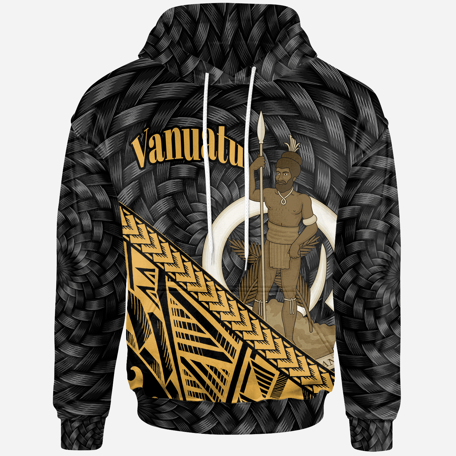Vanuatu Hoodie Gold Polynesian Patterns With Bamboo Unisex Gold - Polynesian Pride
