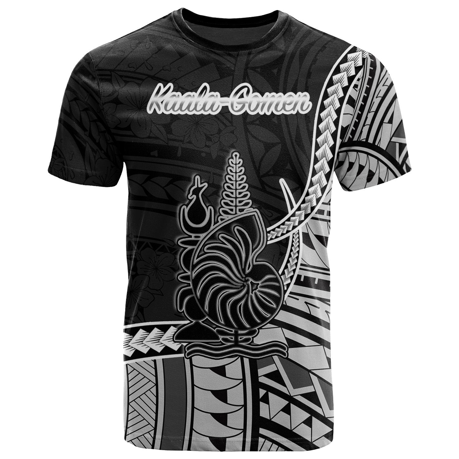 New Caledonia Islands T Shirt Kaala Gomen Seal Of New Caledonia Islands Polynesian Patterns Unisex Black - Polynesian Pride