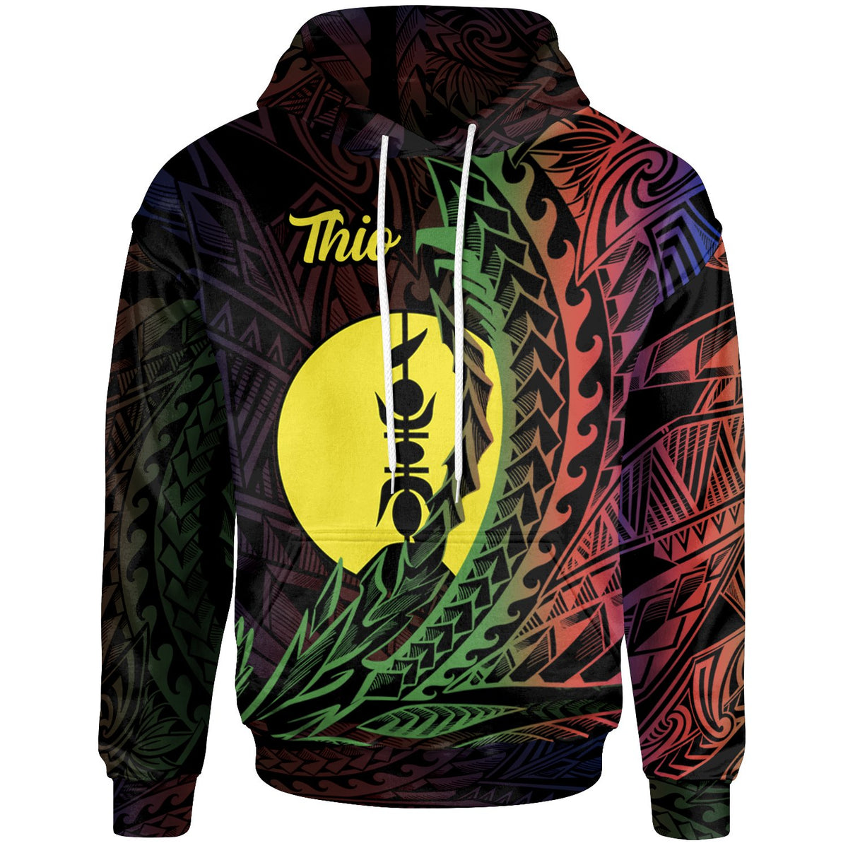 New Caledonia Hoodie Thio Wings Style Flag Color Unisex Black - Polynesian Pride