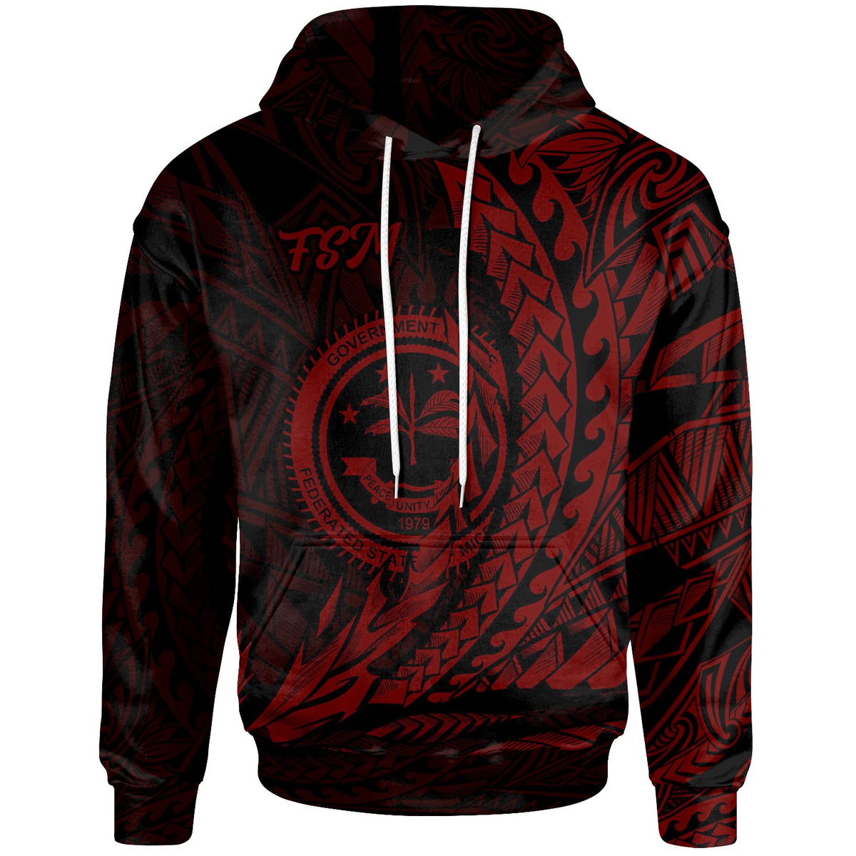Federated States of Micronesia Hoodie Red Wings Style Unisex Black - Polynesian Pride
