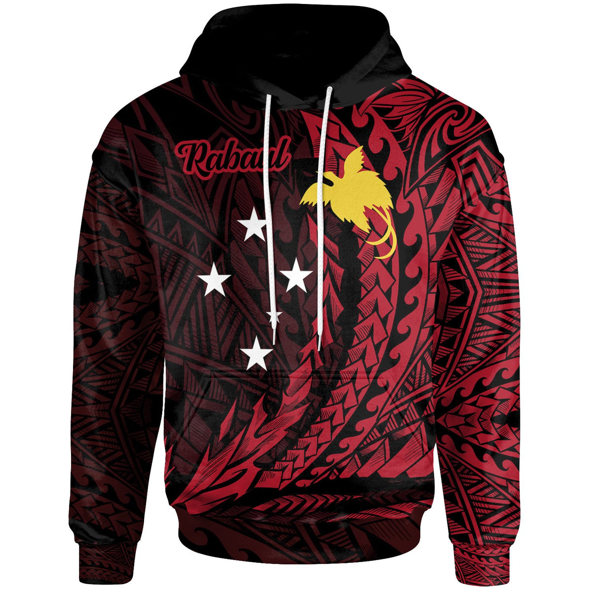 Papua New Guinea Hoodie Rabaul Wings Style Unisex Black - Polynesian Pride