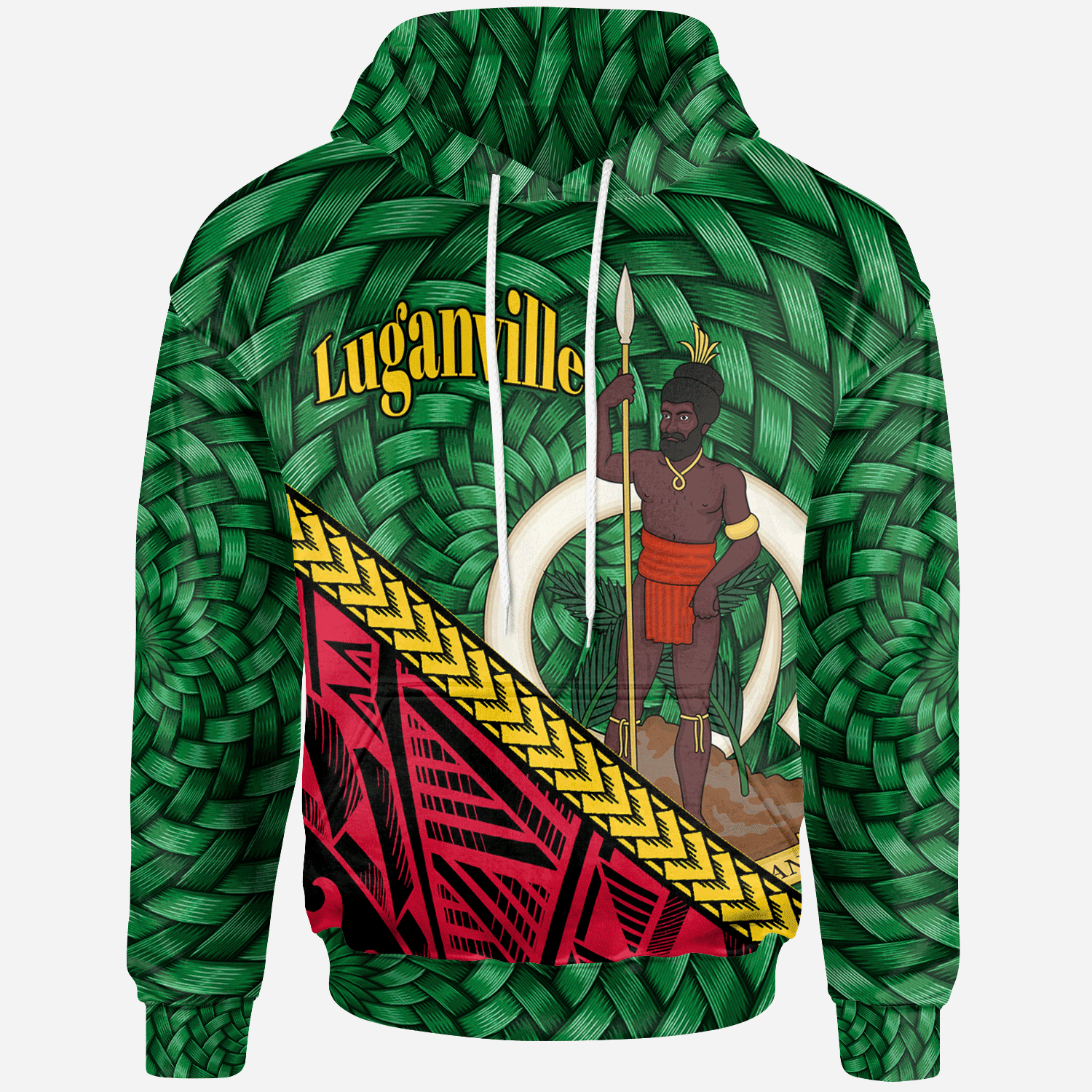 Vanuatu Hoodie Luganville Polynesian Patterns With Bamboo Unisex Green - Polynesian Pride