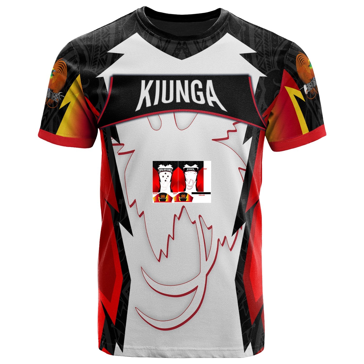 Papua New Guinea T Shirt Kiunga PNG Coat Of Arms Unisex Red Black - Polynesian Pride