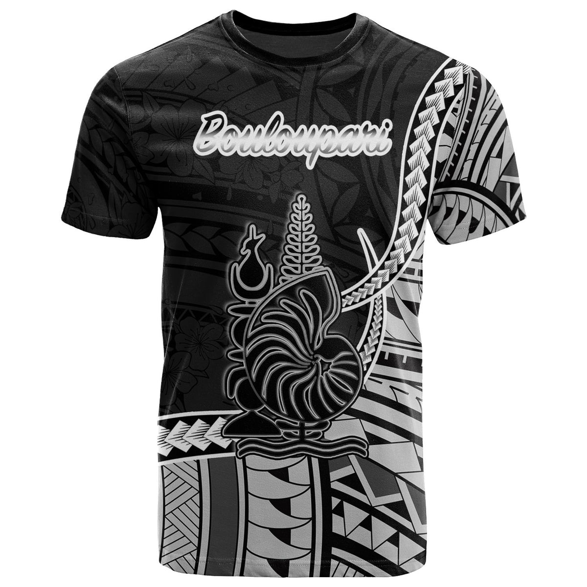 New Caledonia Islands T Shirt Bouloupari Seal Of New Caledonia Islands Polynesian Patterns Unisex Black - Polynesian Pride