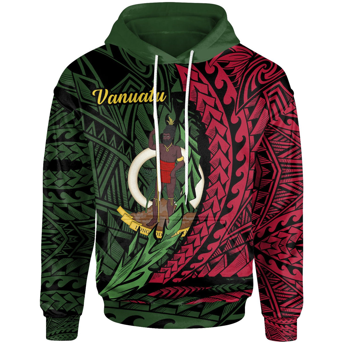 Vanuatu Hoodie Wings Style Unisex Black - Polynesian Pride