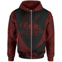 American Samoa Zip Hoodie Manua Tau Polynesian Red Patterns Sport Style Unisex Black - Polynesian Pride