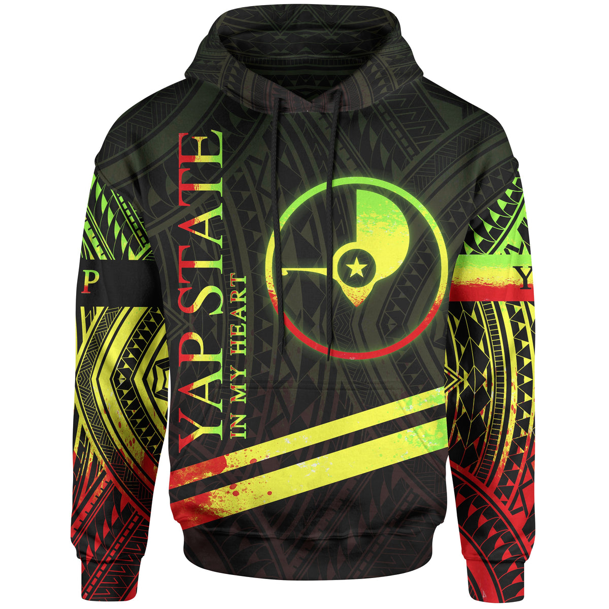 Yap State Hoodie In My Heart Style Reggae Polynesian Patterns Unisex Black - Polynesian Pride