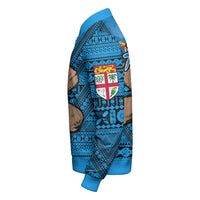 Fiji Bula Flag Sleeve Zip Bomber Jacket LT10 - Polynesian Pride