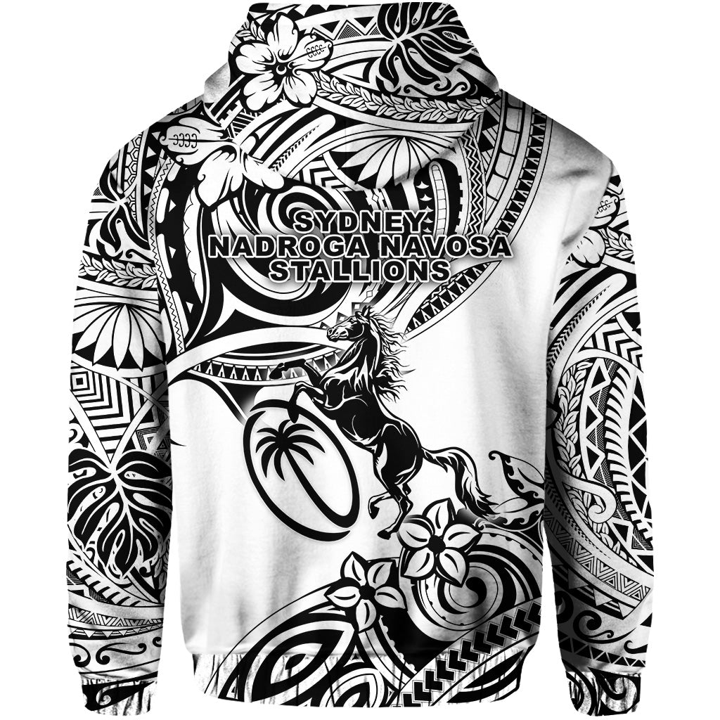 Fiji Rugby Zip Hoodie Sydney Nadroga Navosa Stallions Unique Vibes White LT8 - Polynesian Pride