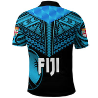 Fiji Rugby Polo Shirt Coconut Sporty Vibes Black - Polynesian Pride