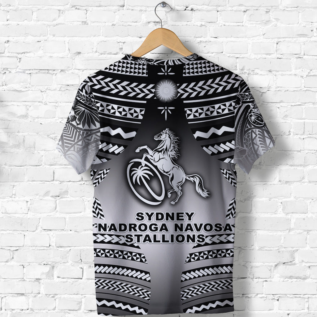 Fiji Rugby T Shirt Sydney Nadroga Navosa Stallions Creative Style Gradient Black LT8 - Polynesian Pride