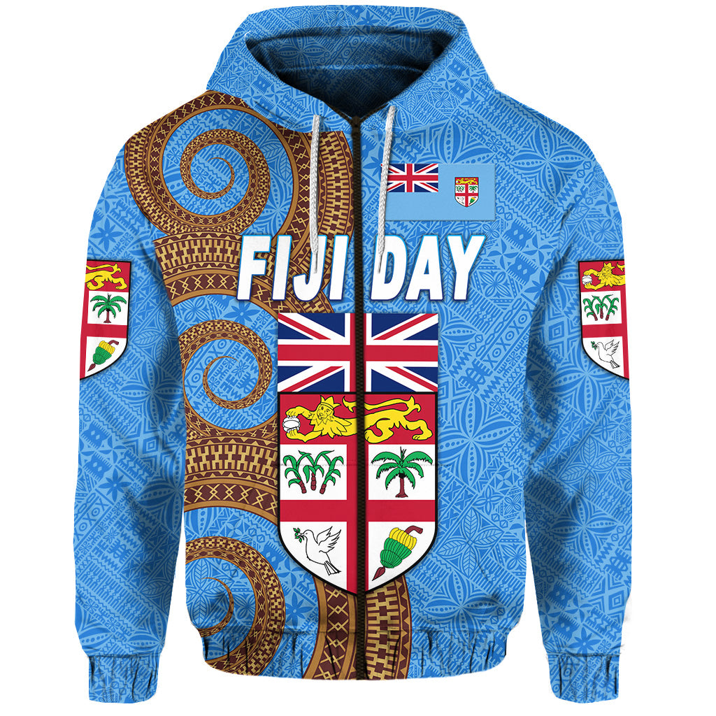 Custom Fiji Day Zip Hoodie Independence Anniversary Simple Style LT8 - Polynesian Pride