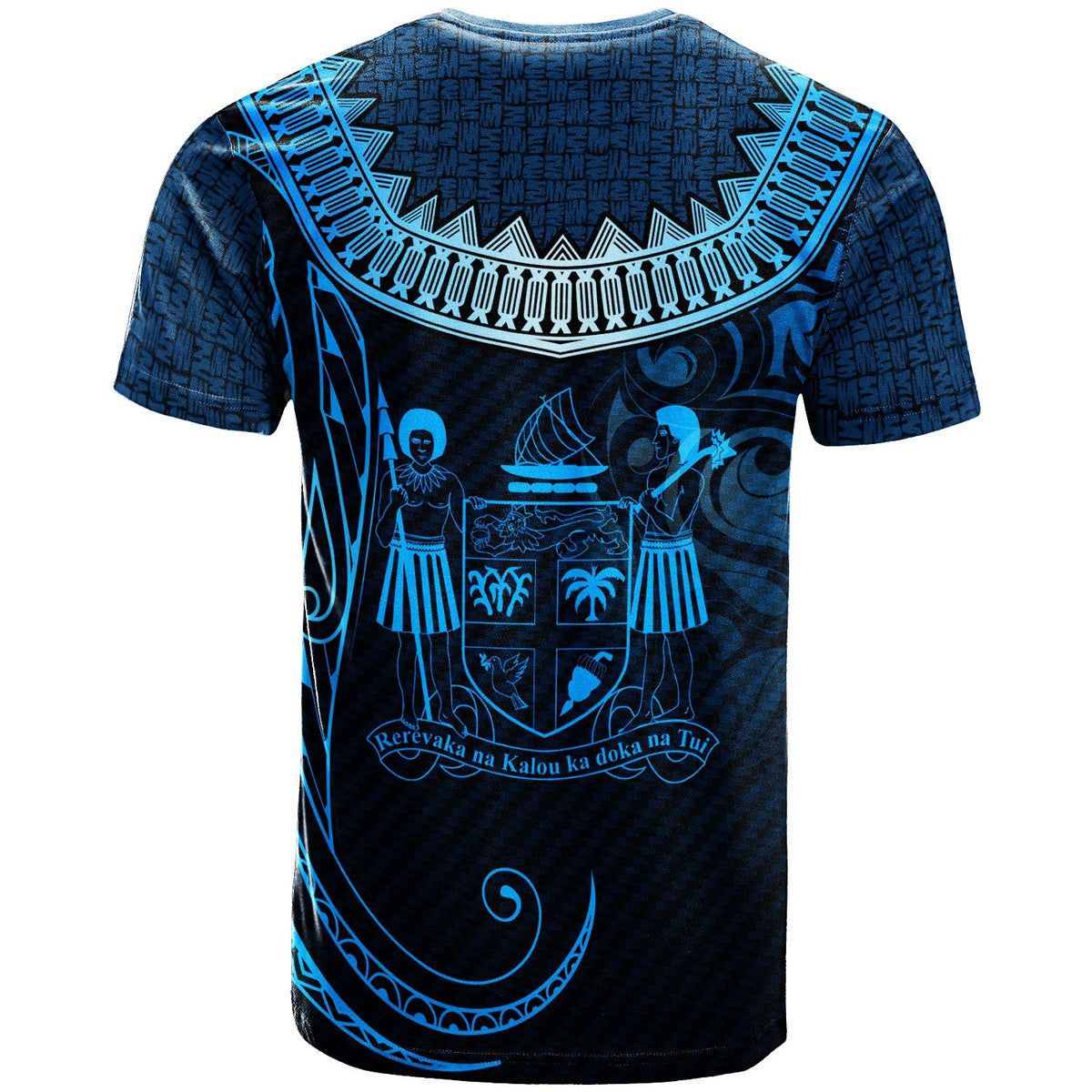 Fiji Custom T Shirt Serrated Pattern Blue Color Unisex Blue - Polynesian Pride