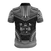 Fiji Polo Shirt Viti Coat Of Arms Polynesian Chief Tattoo Black Version - Polynesian Pride