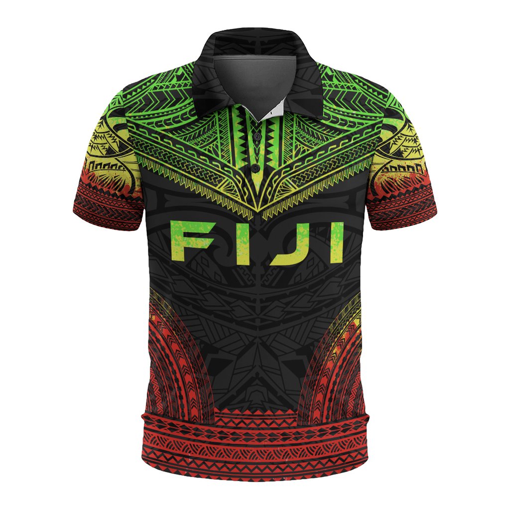 Fiji Polo Shirt Viti Coat Of Arms Polynesian Chief Tattoo Reggae Version Unisex Reggae - Polynesian Pride