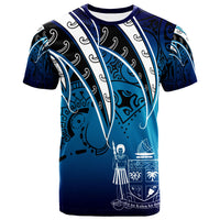 Fiji T Shirt Tropical Leaf Blue Gradient Style Unisex Blue - Polynesian Pride