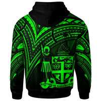 Fiji Zip Hoodie Green Color Cross Style - Polynesian Pride