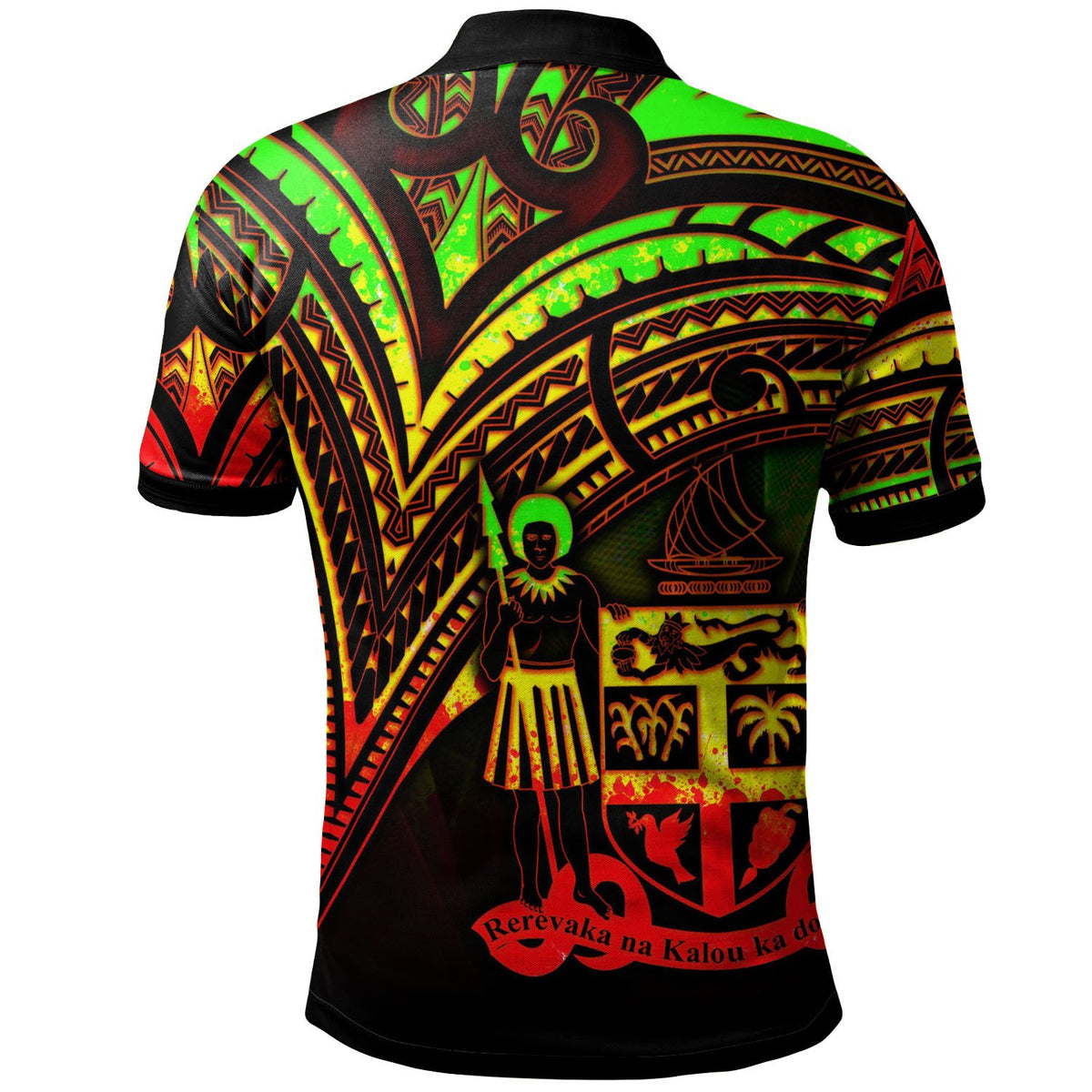 Fiji Polo Shirt Reggae Color Cross Style - Polynesian Pride