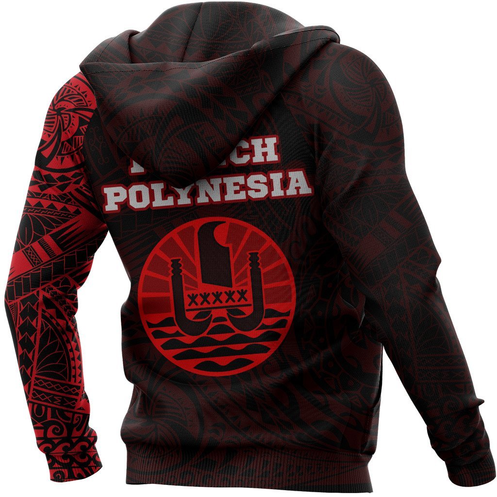 French Polynesia Hoodie French Polynesia Flag Tattoo Red - Polynesian Pride