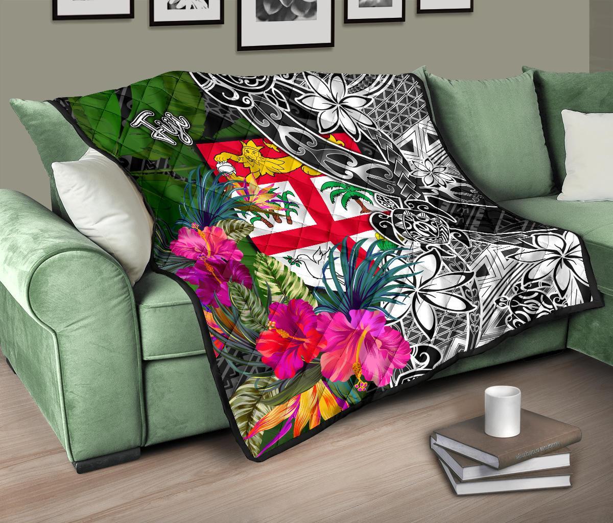 Fiji Premium Quilt - Turtle Plumeria Banana Leaf - Polynesian Pride
