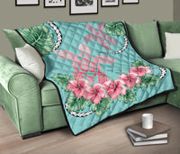 Hawaii Tropical Hibiscus Turtle Mint Style - Premium Quilt AH - Polynesian Pride