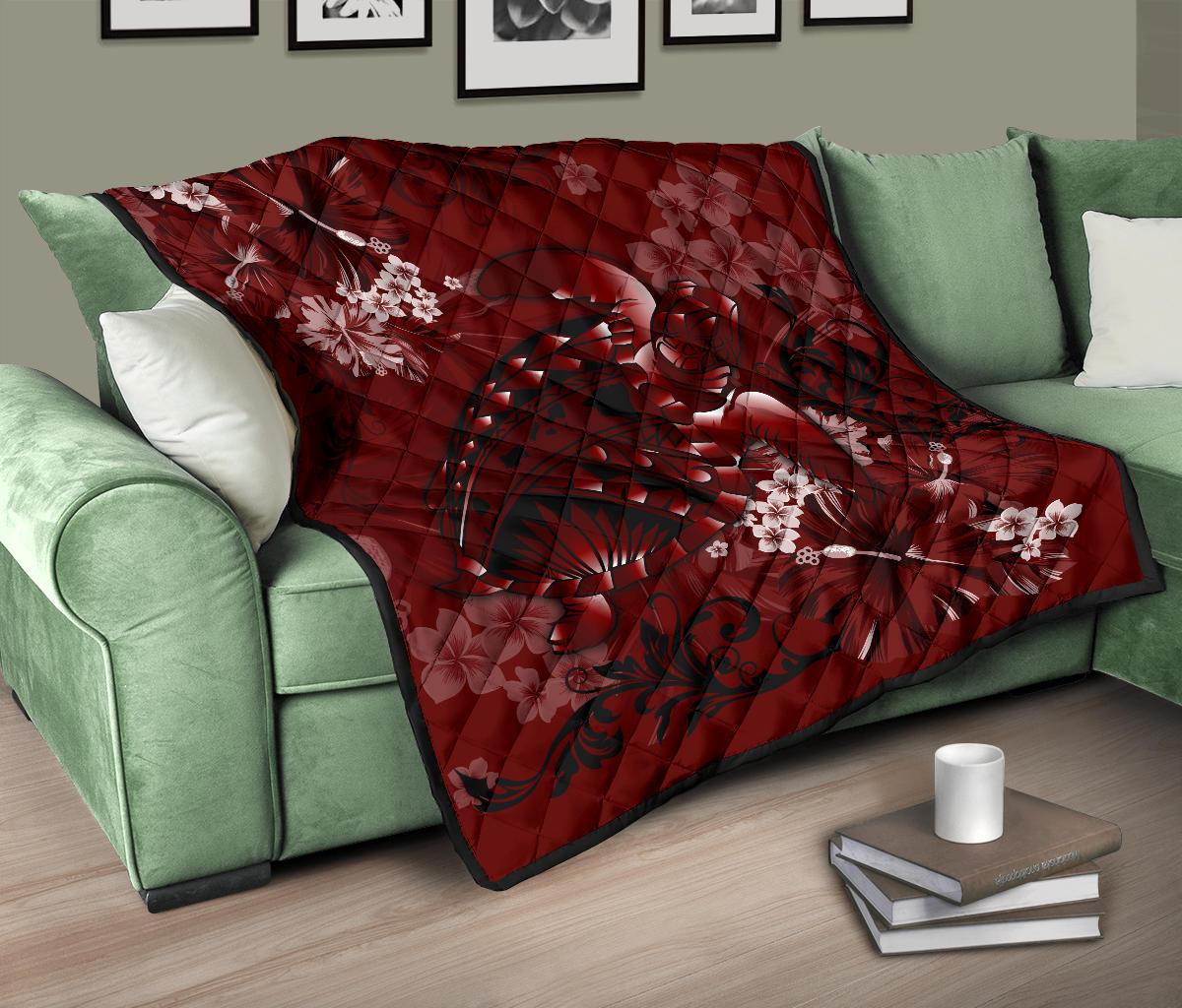 Hawaii Quilt - Hawaii Turtle Magenta Premium Quilt - Polynesian Pride