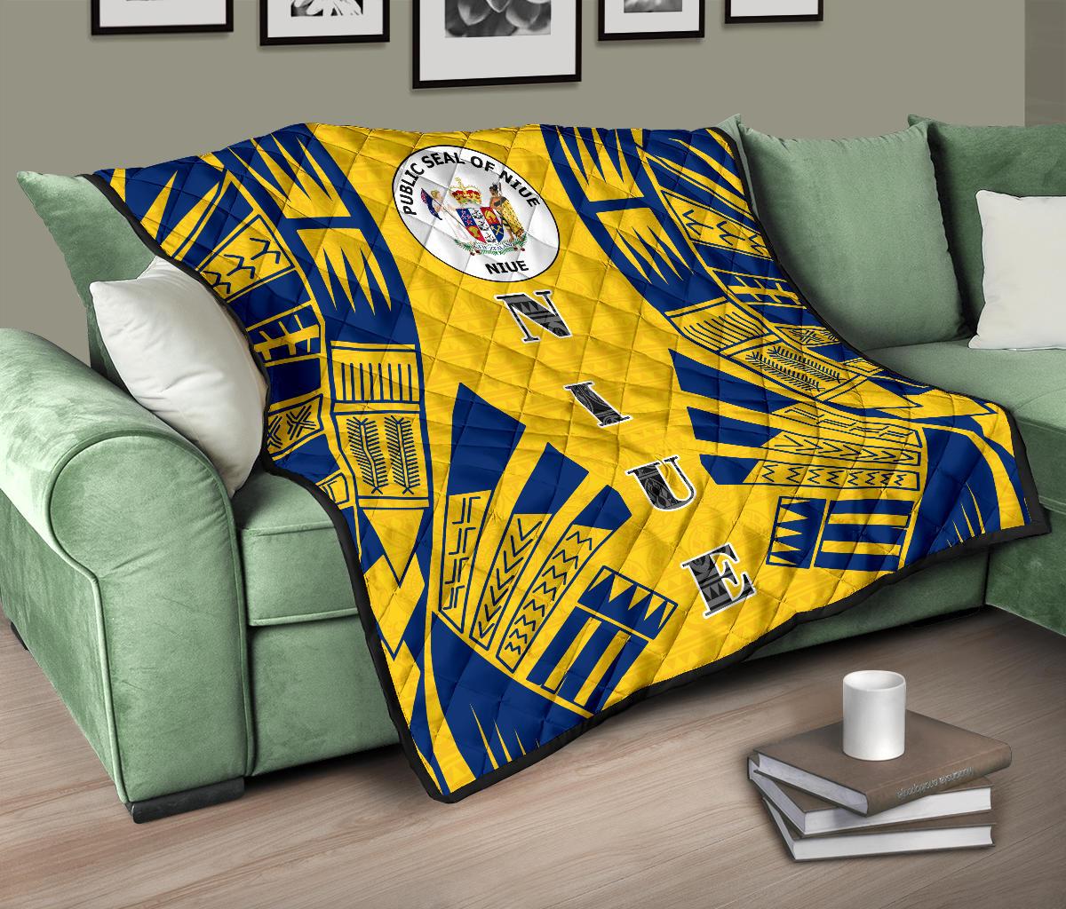 Niue Premium Quilt - Niue Seal Polynesian Dark BLue Tattoo - Polynesian Pride