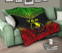 Yap Premium Quilt - Yap Flag Polynesian Chief Reggae Version - Polynesian Pride