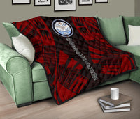 Marshall Islands Premium Quilt - Marshall Islands Seal Polynesian Red Tattoo - Polynesian Pride