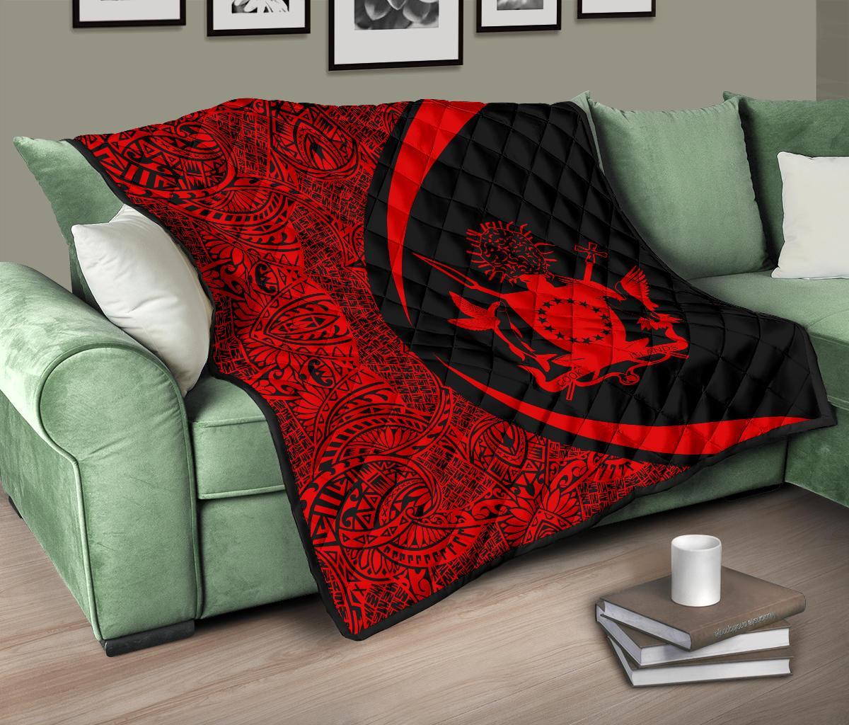 Cook Islands Coat Of Arms Polynesian Premium Quilt - Circle Style - 06 - Polynesian Pride