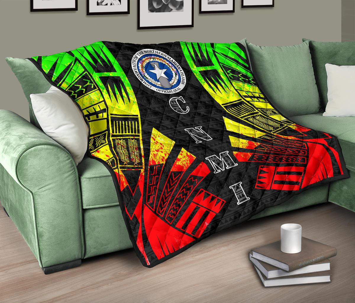 Northern Mariana Islands Premium Quilt - Northern Mariana Islands Seal Polynesian Reggae Tattoo - Polynesian Pride