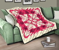 Hawaiian Tropical Pattern Premium Quilt - Pink - Argu Style - AH - Polynesian Pride